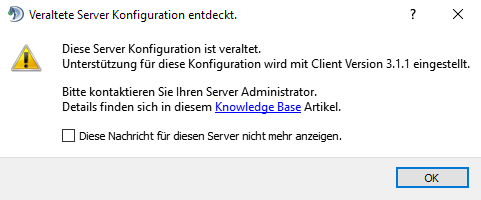 Server Konfiguration veraltet